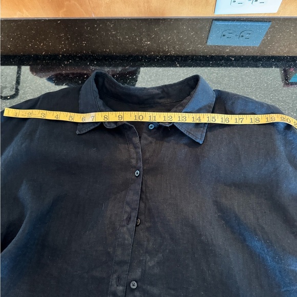 RL Black Label Linen black button down top with rolled sleeves. Size XL - Picture 7 of 8